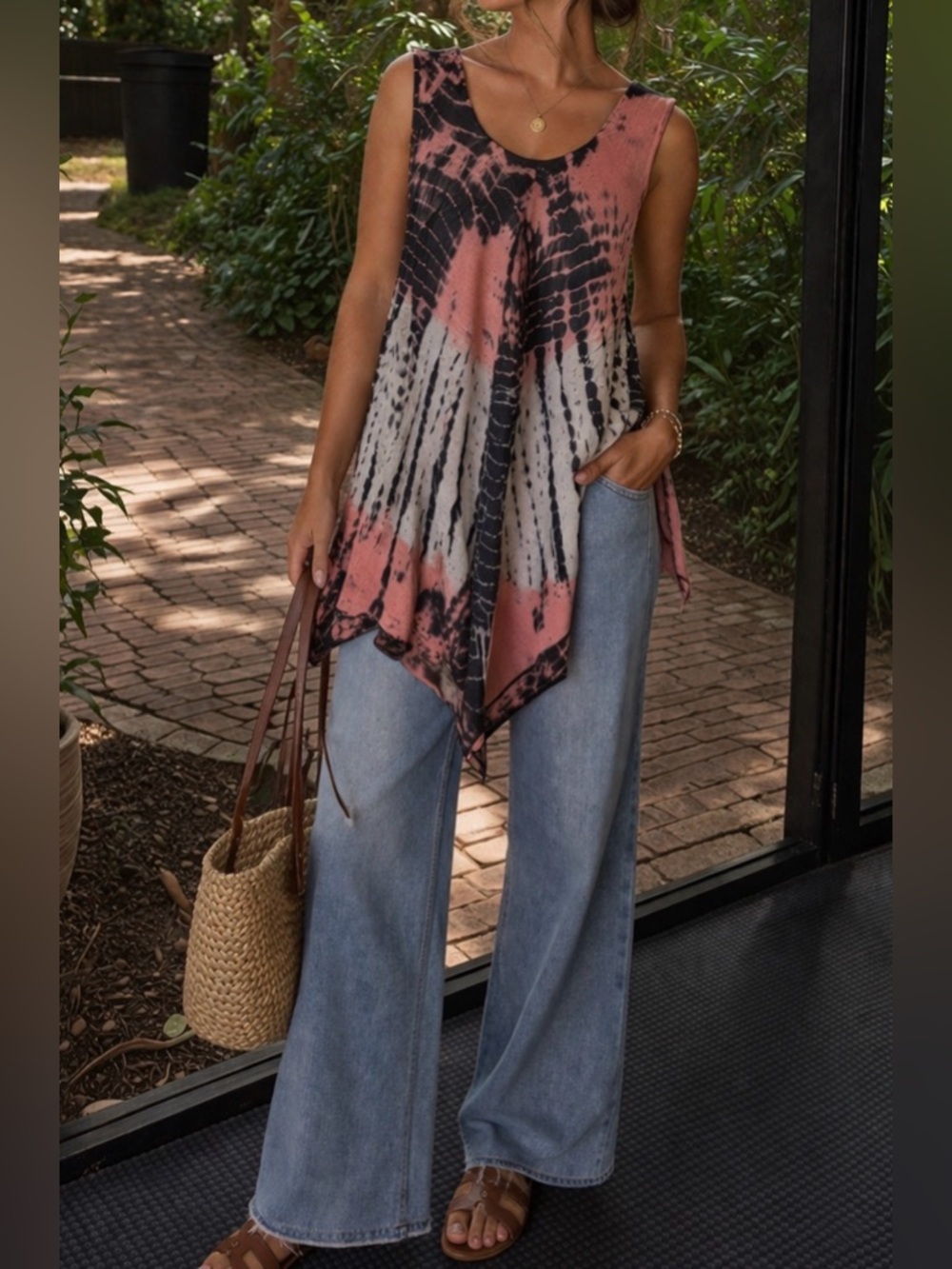 Tie-Dye Sleeveless Tunic Top Or Mini Dress